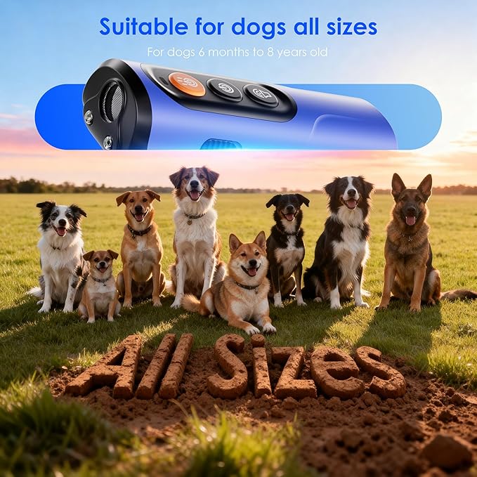 Dog Bark Deterrent Device, 50FT Range Ultrasonic Anti-Barking Tool for Training - Safe & Effective, Rechargeable Blue Handheld with LED for Indoor/Outdoor, Humane No-Collar Alternative