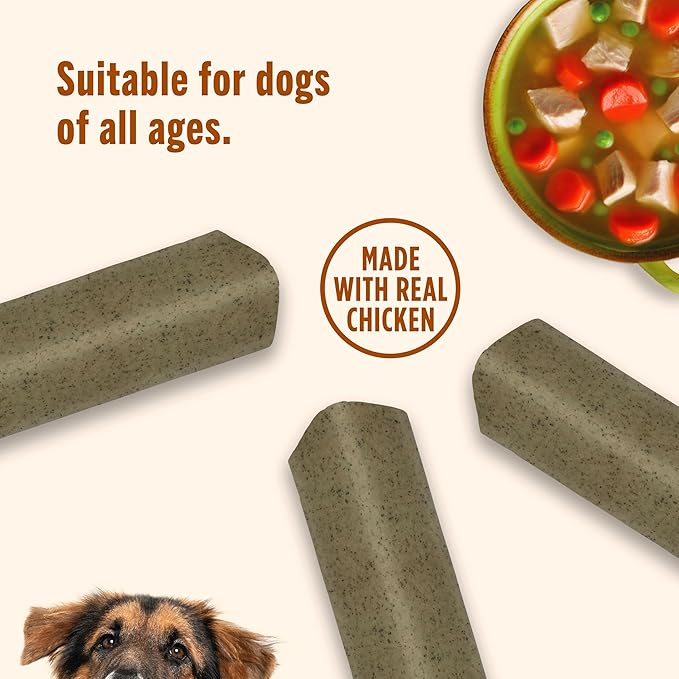 Nutrish Soup Bones Premium Dog Chews with Real Chicken and Veggies, 3 Chews (Rachael Ray) (Pack of 8)