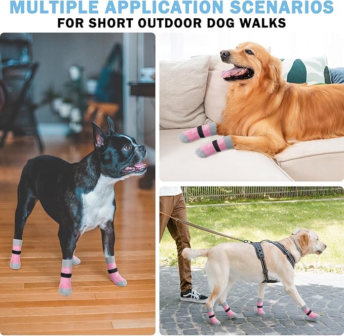 SCENEREAL 6Pcs Anti Slip Dog Socks to Prevent Licking Paws for Hot/Cold Pavement, Dog Grippy Socks for Hardwood Floors, Dog Shoes for Boots & Paw Protectors for Puppy Small Medium Large Senior Dogs