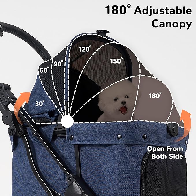 HITTITE Pet Stroller with Weatherproof Cover, All-Terrain 4-Wheel Cat & Dog Stroller with Adjustable Canopy, Foldable Dog Strollers with Storage Basket for Small to Medium Dogs Up to 55 lbs.