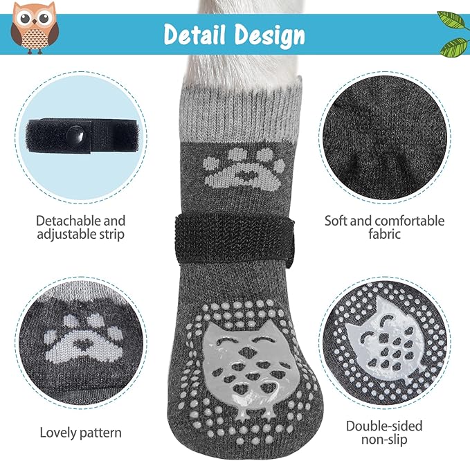 SCENEREAL 6Pcs Anti Slip Dog Socks to Prevent Licking Paws for Hot/Cold Pavement, Dog Grippy Socks for Hardwood Floors, Dog Shoes for Boots & Paw Protectors for Puppy Small Medium Large Senior Dogs