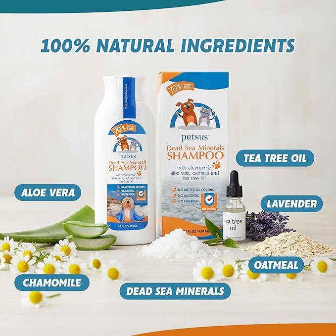 Oatmeal Dog & Cat Shampoo and Conditioner – Hypoallergenic Wash for Sensitive & Itchy Skin – Natural Detangler and Deshedding Formula with Aloe Vera & Tea Tree Oil – 15 fl oz