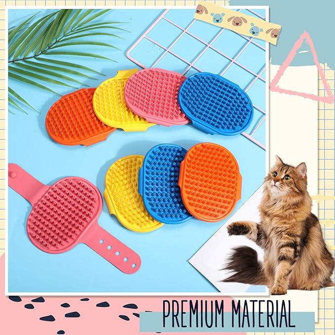 Maxdot 8 Pcs Cat Self Groomer Brush Adjustable Rubber Cat Combs for Indoor Corner Kitten Face Scratcher Massager Bathing Brush (Blue, Yellow, Pink, Orange)
