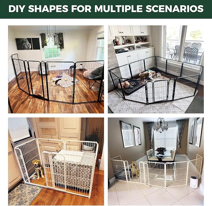 FXW Homeplus Unleashed Indoor Dog Playpen - Stress-Free and Safe Play, Heavy Duty 32 Inch 24 Panels Dog Pen for Small and Medium Dogs, White│Patented