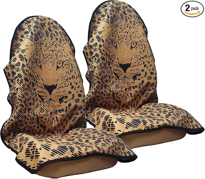 LoyaGour Car Seat Cover Protector Front Seats,for Gym Workout,Running,Swimming,Beach and Hiking,Waterproof Sweat Towel Bucket Seat Covers for Cars SUV Trucks (Leopard, 2Pcs)