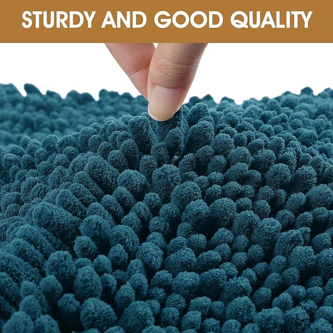 IM HOME Large Dog Door Mats for Muddy Paws, 48" x 30" Chenille Absorbent Mud Mat for Dogs, Non Slip Heavy Dog Rugs for Muddy Paws, Soft Indoor Door Mat for Entryway, Mud Paw, Inside Floor, Teal Blue