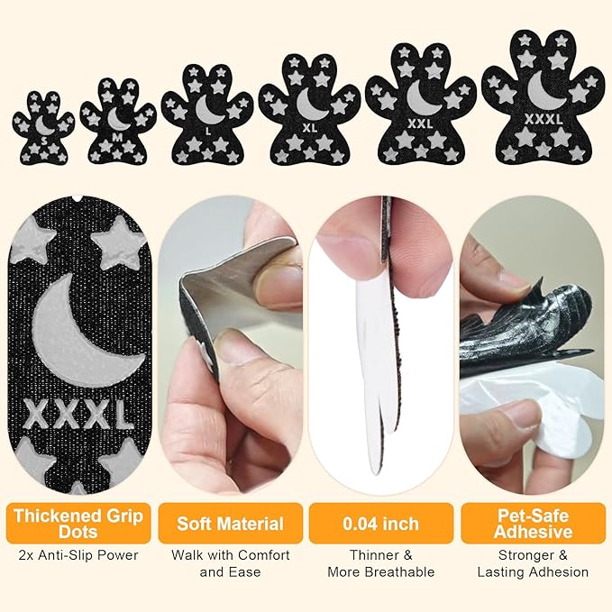 BEAUTYZOO Anti-Slip Dog Paw Pads for Senior Dogs - Traction Grips Dog Paw Stickers for Hot Pavement Hardwood Floors, Durable Pet Paw Protector Shoes Booties Socks Replacement (24pcs, Black L)