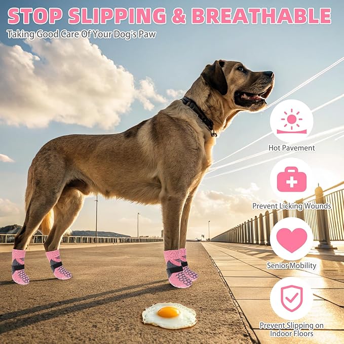 KOOLTAIL Dog Socks for Hot/Cold Pavement, Breathable & Warm Dog Socks to Prevent Licking Paws, Non Slip Pet Boots & Paw Protectors for Hardwood Floor,Grippy Shoes for Small Medium Large Senior Dogs