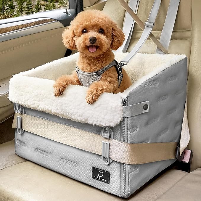 Dog Car Seat for Small Dogs – Patented Safety Buckle, Booster Seat with Safety Leash, Travel Bed for Dogs Up to 35 lbs – Secure, Comfortable, Easy Install, Fits Cars/SUVs/Trucks