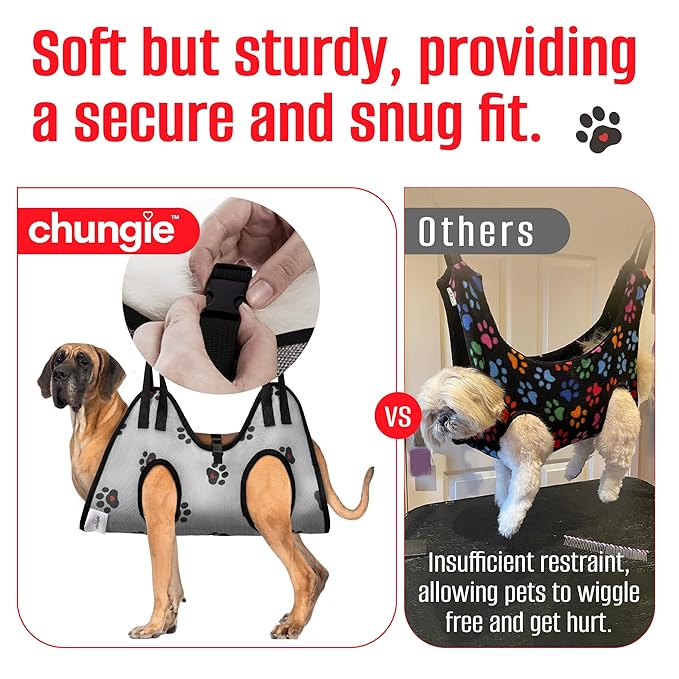 Dog Grooming Hammock for XXL Dogs–Pet Restraint for Nail Trimming with Pet Nail Clipper–Dog Sling for Grooming, Pet Hammock for Nail Cutting & Grooming Harness (Legs Spacing: 16.14-27.14”/Max W:120lb)