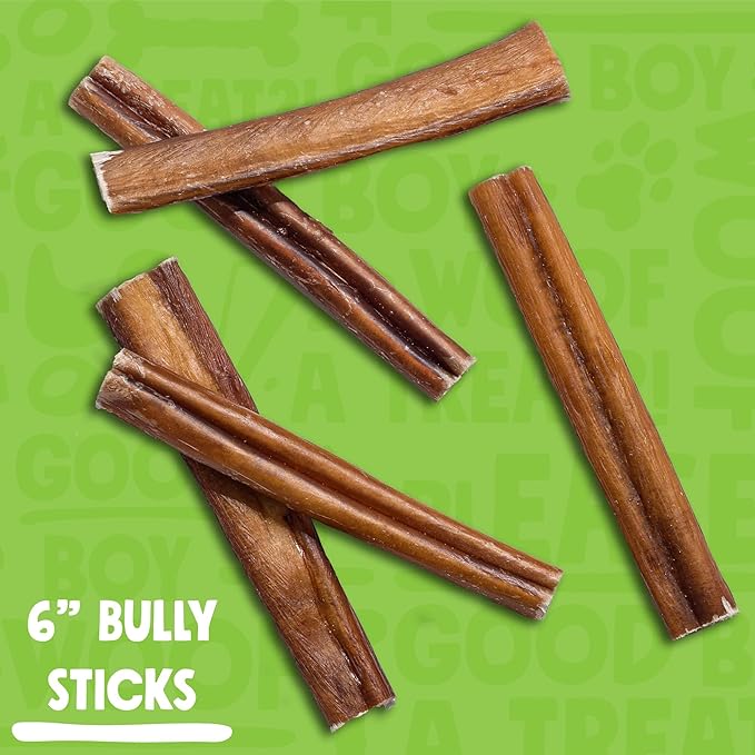 Jolly Barks 6 Inch Bully Sticks for Small Dogs | Odorless High Protein Single Ingredient Dog Treat (20 Pack)