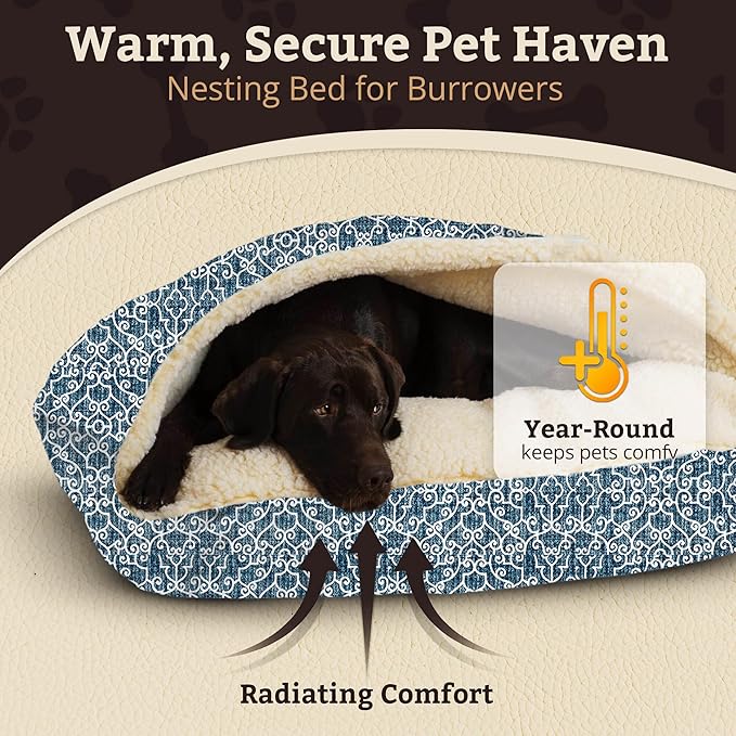 Snoozer Pet Products Luxury Rectangle Cozy Cave, Wag Collection, Extra Large, Ramey Oxford