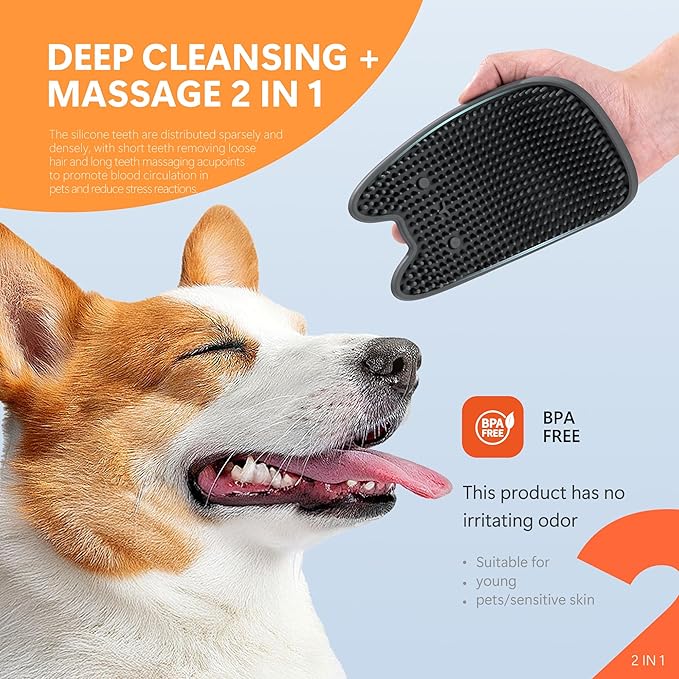 Li&Zhao Dog Bath Brush - 2 PCS Dog Grooming Brush Pet Scrubber for Bath Pet Shampoo Brush Massage Rubber Comb Pet Comb for Shower