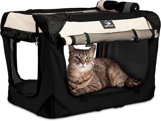 Cat & Dog Pet Carrier, Soft-Sided, Medium 20"x13"x13" Fits Most Cats or Small Dog, Comfortable for Travel & Vet Visits, Privacy Windows, Removable Plush Bed, Locking Zippers, Folds Flat