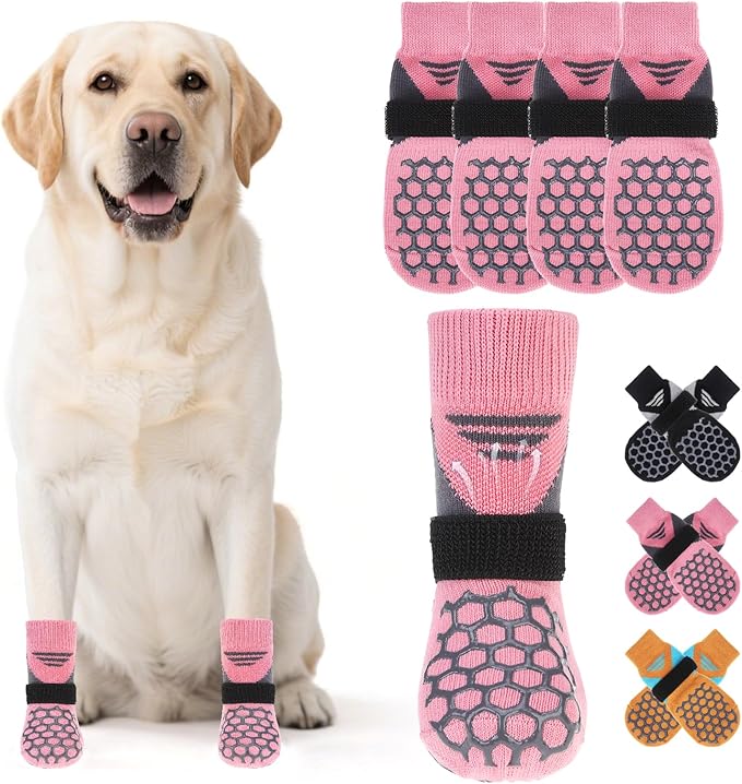 KOOLTAIL Dog Socks for Hot/Cold Pavement, Breathable & Warm Dog Socks to Prevent Licking Paws, Non Slip Pet Boots & Paw Protectors for Hardwood Floor,Grippy Shoes for Small Medium Large Senior Dogs