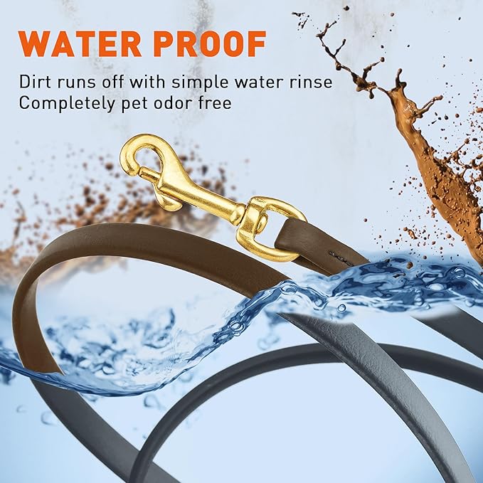 Viper Biothane K9 Working Dog Leash Waterproof Lead for Tracking Training Schutzhund Odor-Proof Long Line with Solid Brass Snap for Puppy Medium and Large Dogs, 33ft Dark Chocolate Brown