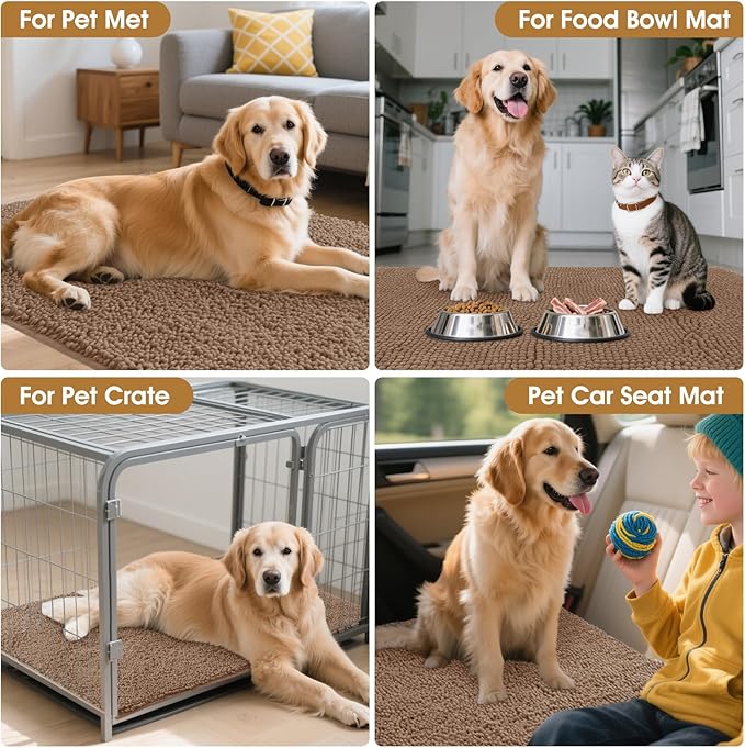 Extra Large Dog Door Mats for Muddy Paws, 71" x 25" Chenille Absorbent Mud Mat for Dogs, Non Slip Heavy Dog Rugs For Muddy Paws, Soft Indoor Door Mat for Entryway, Mud Paw, Inside Floor, Camel