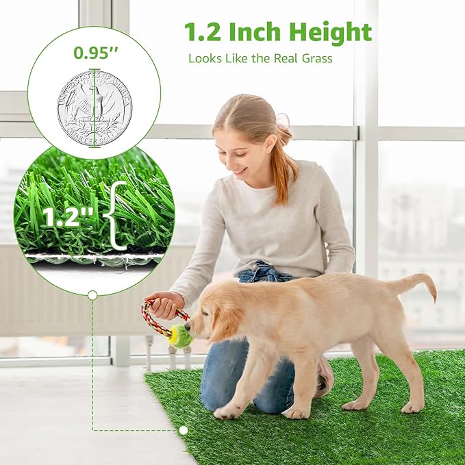 Dog Grass Pee Pads 51.2"x26" 1 Pack, Realistic Fake Grass for Dogs Indoor Outdoor Potty Training,Artificial Grass Pads for Dogs Potty- Reusable Grass Patch Mat with High Drainage & Easy to Clean