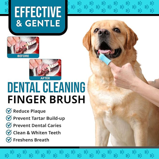 Dog Finger Toothbrush – Soft Silicone Finger Brush for Dogs & Puppies – Gentle Dental Care for Pets – Easy-to-Use Dog Toothbrush for Small, Medium & Large Breeds (Blue/White)