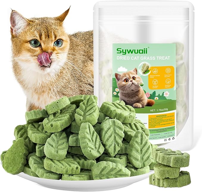SYWUAII 50g/1.76oz Cat Grass Treats, Cat Grass Teething Stick for Hairball Remove and Teeth Cleaning, Edible Cats Grass Stick Snack