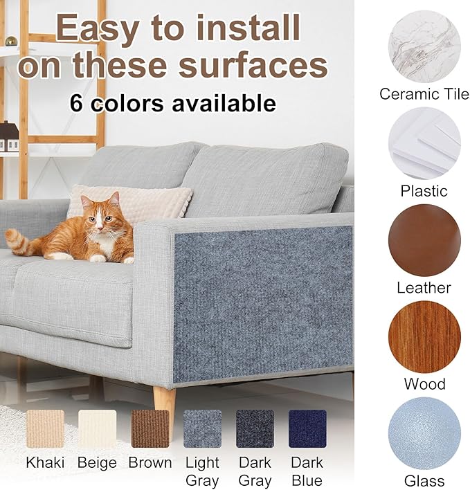 uxcell Self-Adhesive Cat Scratching Mat, 1 Roll 236" x 236" Couch Protector from Cat Claws for DIY Sofa, Wall, Doors, Cut Anti Cat Scratch Pad Carpet Mat, Khaki