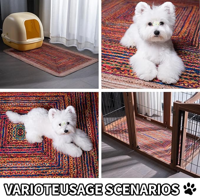 Dog Pee Pads Training Pads Upgrade Triple Thickness All-Purpose Super Absorbent & Leak-Proof, Quick Dry and Leak-Proof and Odor Control (Sisal Bohemian Print, 36" x36"x2PCS)