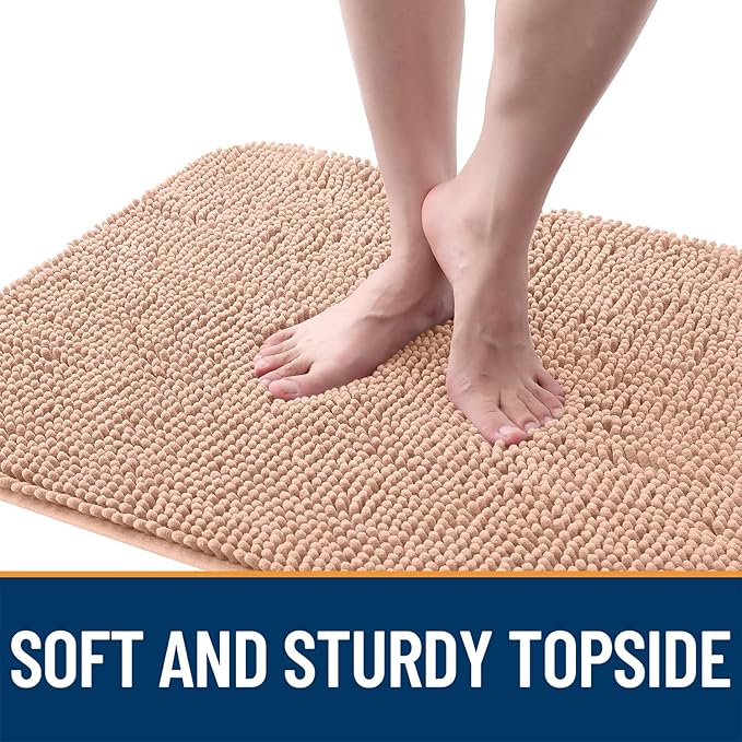 OLANLY Dog Door Mat for Muddy Paws 34x21, Absorbs Moisture and Dirt, Absorbent Non-Slip Washable Doormat, Quick Dry Chenille Mud Mat for Dogs, Entry Indoor Entryway Carpet for Inside Floor, Peach