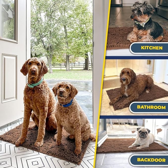 Muddy Mat® Shown on TV – Super Absorbent Door Mat Indoor, Microfiber Quick Dry Chenille Entryway Rug, Non-Slip Front Door Mat, Indoor Mats for Entryway, Machine Washable Pet Rug, Brown 36"x72"