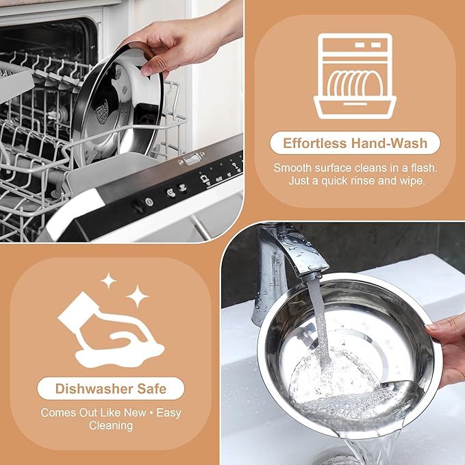 TranRantic 2 Pcs Stainless Steel Cat Bowls, Cats Food Bowls Whisker Friendly, 7 Inch/18cm Non-Slip Pet Bowl Cat Dish Feeding Bowls for Puppy, Small Dogs, Rabbits