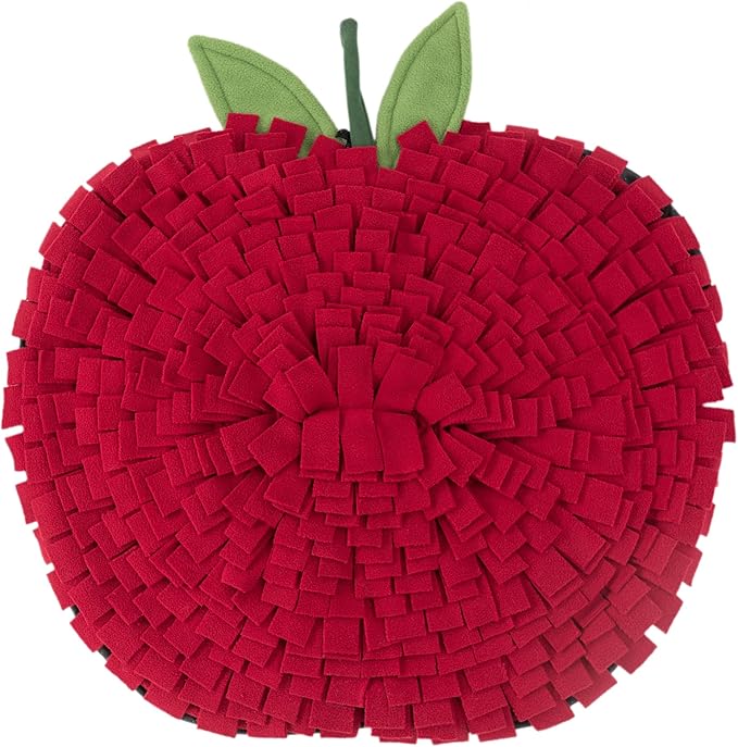 Pet Snuffle Mat for Dogs, Adjustable Interactive Puzzle Toy for Boredom, Encourages Natural Foraging Skills, Mental Stimulation & Stress Relief for Cats Dogs 22x18 Inch (Red Apple)