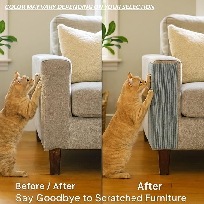 Cat Scratch Mat (5 Pack), 23.6’’ x 11.8’’ Cat Wall Corner Scratcher, Versatile Self-Adhesive Replacement Easy Use for Cat Trees Wall Furniture, Scratching Posts, and Couch Protection (Brown)