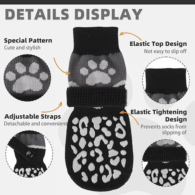 KOOLTAIL Dog Socks for Hot/Cold Pavement to Prevent Licking Paws Scratching,Anti Slip Pet Boots&Paw Protector for Hardwood Floors,Traction Control Grip Booties for Small Medium Large Senior Dogs L