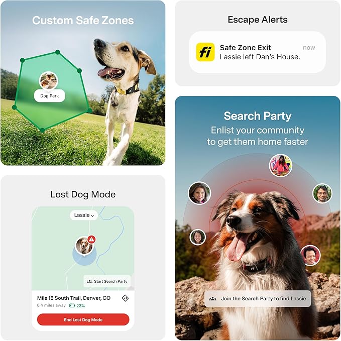 New Fi Series 3+ Smart Dog Tracker Collar [12 Month Membership Included] GPS Tracker for Dogs with Health & Behavior Monitoring, Escape Alerts, Waterproof, LED, Apple Watch Compatible (Yellow, Small)