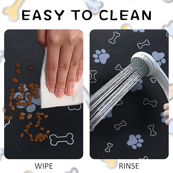 Pet Cat Dog Food Mat Non Slip Mat for Dog Water Bowl Mat Quick Dry Absorbent Cat Feeding Mat, 18.1 * 11.8 in, Dark Grey