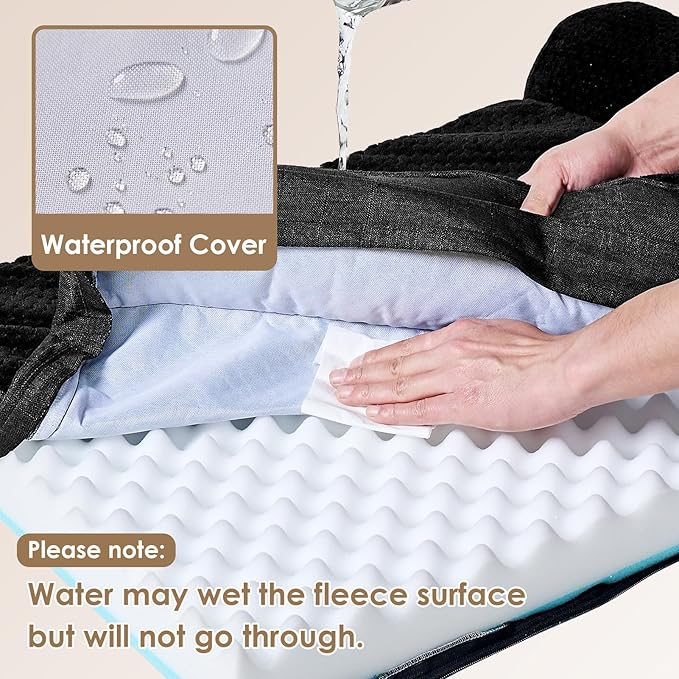 EHEYCIGA Memory Foam Dog Bed Large Sized Dogs, Pet Bed for Large Dog for Crate with Waterproof Liner, Pet Couch Bed Orthopedic with Washable Removable Cover, 35x22x6 Inches, Black