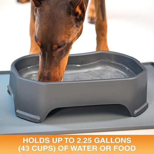 Neater Pet Brands Extra Large Water Bowl for Dogs, Outdoor Dog Water Bowl (2.25 Gallon Extra-Large Capacity), Big Trough Style Food Dish for Indoors or Outside, No Spill Large Dog Bowls, Gunmetal Grey
