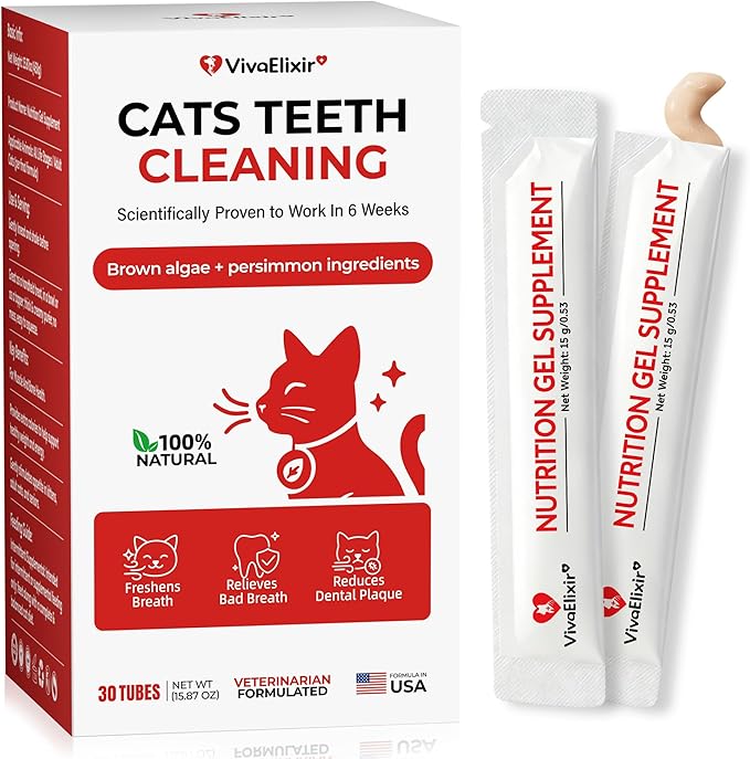 Cat Dental Care & Teeth Cleaning Gel Treat for Cats – Freshen Breath, Help Reduce Plaque Buildup & Support Oral Care with Papain, MCC