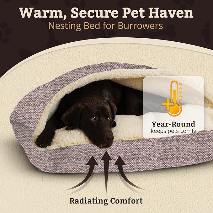 Snoozer Pet Products Luxury Rectangle Cozy Cave Dog Bed with Microsuede, Showdog Collection, Extra Large, Merlin Linen