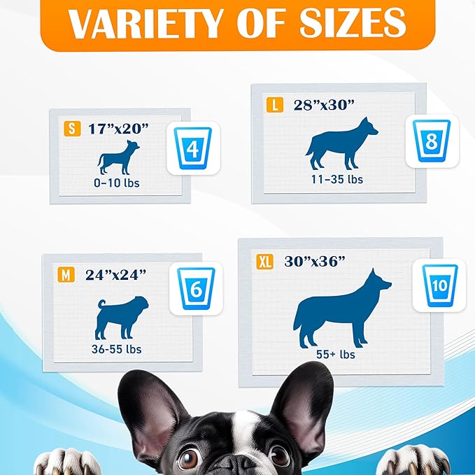 Paws & Claws Premium Disposable Dog & Puppy Pee Pads – Small 17"x20", 50 Count – 6-Layer Leak‑Proof, Super Absorbent (Holds 4 Cups), Quick‑Drying – for Small Dogs, Puppies, Seniors & Potty Training