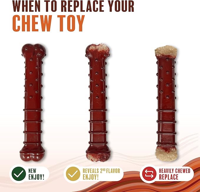 Nylabone Textured Bone Power Chew Toy for Dogs, Durable & Tough Dog Toys for Aggressive Chewers, Basted Blast Bacon and Steak Flavor, Large Dogs - Up to 50 lbs, 1 Count