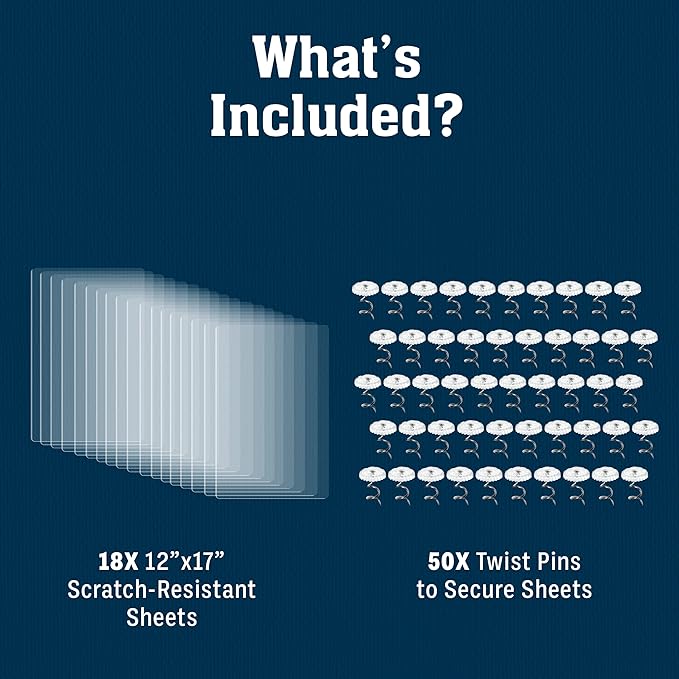 18 Pack XL Anti Cat Scratch Furniture Protector - Couch Protector from Cat Claws w/Twist Pins - Heavy Duty, Strong, Clear, Easy-to-Apply Scratching Deterrent and Shield for Sofa