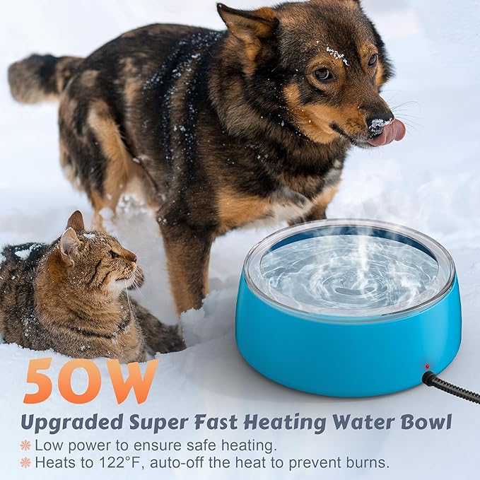 Newget 3L Heated Water Bowl, Outdoor Large Heated Dog Bowls, Outside Waterproof Heated Pet Bowl with Chew Resistant Cord, Smart Thermal Dish Provides Drinkable Water in Winter for Cat, Rabbit, Chicken