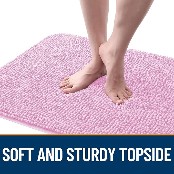 OLANLY Dog Door Mat for Muddy Paws 30x20, Absorbs Moisture and Dirt, Absorbent Non-Slip Washable Doormat, Quick Dry Chenille Mud Mat for Dogs, Entry Indoor Entryway Carpet for Inside Floor, Pink