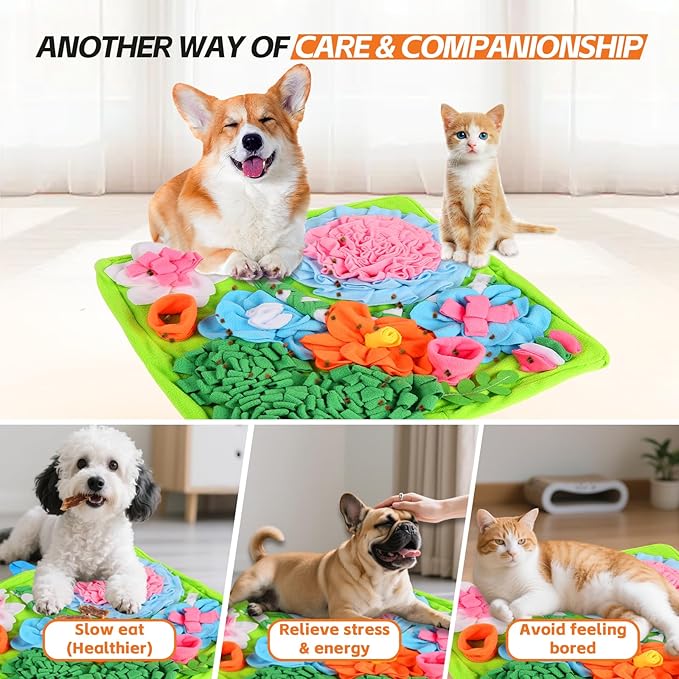 TAIMUTTAL Snuffle Mat for Dogs, 20 X 20 Inches Dog Puzzle Toy for Boredom & Slow Eating, Washable Snuffle Mat for Puppies, Small & Medium Dogs, Cats & Rabbits