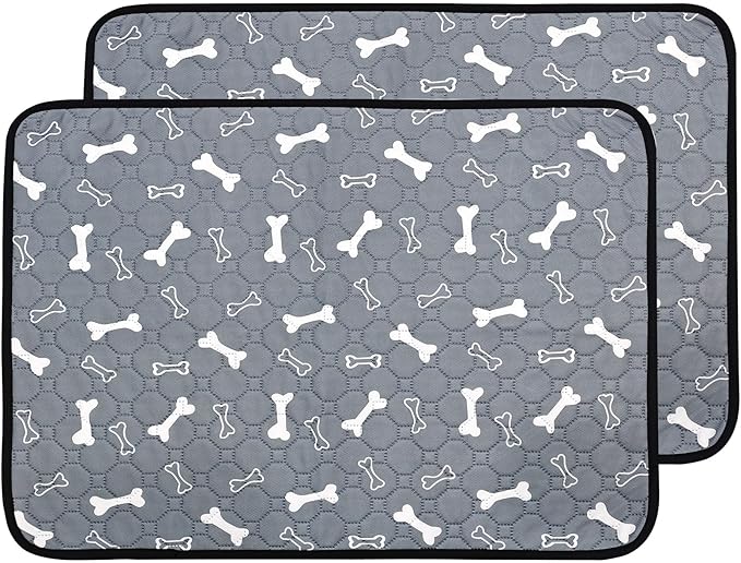 2 Pack Washable Pee Pads for Dogs, Absorbent Reusable Puppy Training Pads, Leakproof, Non-Slip, Waterproof Cat Doggie Pad Pet Potty Mat for Indoor&Outdoor, Whelping, Crate, Gray 28"x40"
