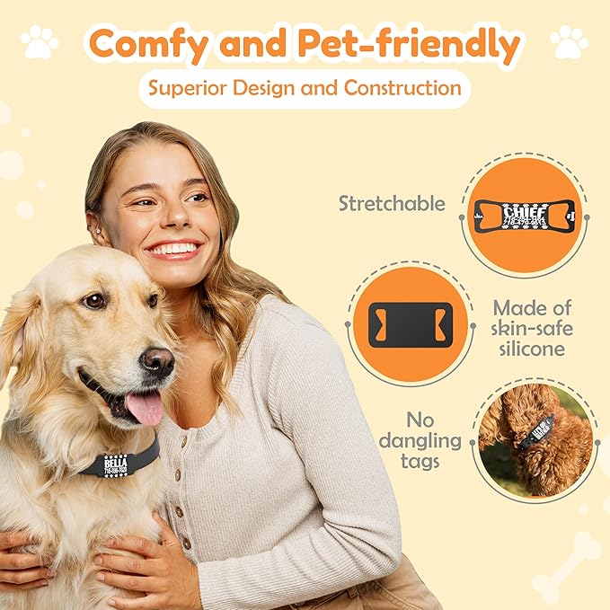 Dog ID Tags Personalized, Silicone Dog Tag Personalized for Pets, Custom Pet Name Tags