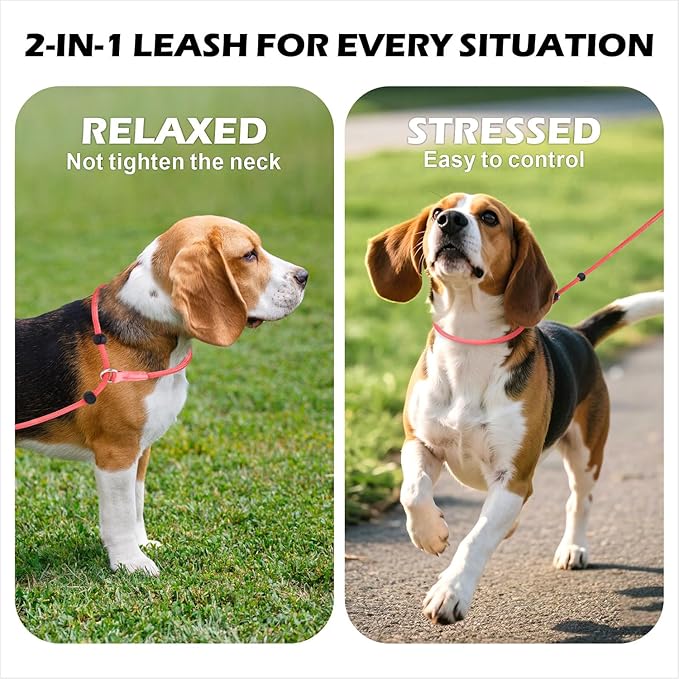 6FT Slip Lead Dog Leash with Double Padded Handle, Anti-Tangle Slip Leads for Dogs, Reflective Nylon No-Pull Training Leash for Small Medium Dogs, Pink