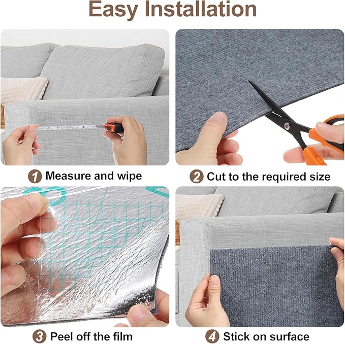 uxcell Self-Adhesive Cat Scratching Mat, 1 Roll 39.4" x 15.8" Couch Protector from Cat Claws for DIY Sofa, Wall, Doors, Cut Anti Cat Scratch Pad Carpet Mat, Light Gray