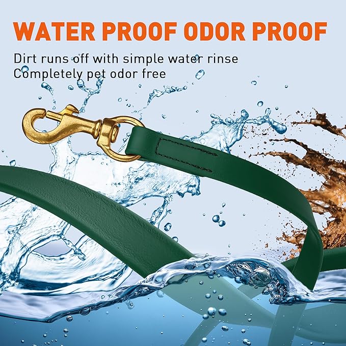 Viper K9 Biothane Working Dog Leash Waterproof Lead for Tracking Training Schutzhund Dog Sport & Search - Odor-Proof Long Line with Solid Brass Snap for Puppy Medium and Large 5/8" x 20ft Hunter Green