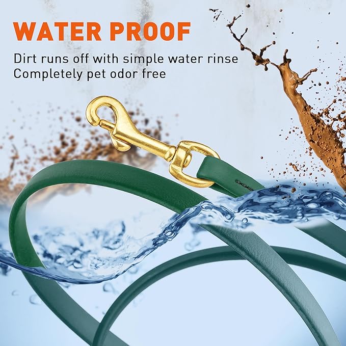 Viper Biothane K9 Working Dog Leash Waterproof Lead for Tracking Training Schutzhund Odor-Proof Long Line with Solid Brass Snap for Puppy Medium and Large Dogs, 20ft Hunter Green